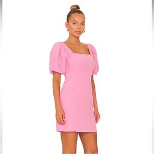 REVOLVE Pink Mini Dress with Puff Sleeves
